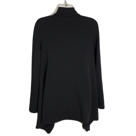 Chatoyant Womens Swing Cardigan Size Small Black Single Wood Button Rayon Stretc - Picture 2 of 10